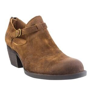 BORN Mendocino Suede Cutout Ankle Booties Distressed Leather Rust Brown Sz 7.5